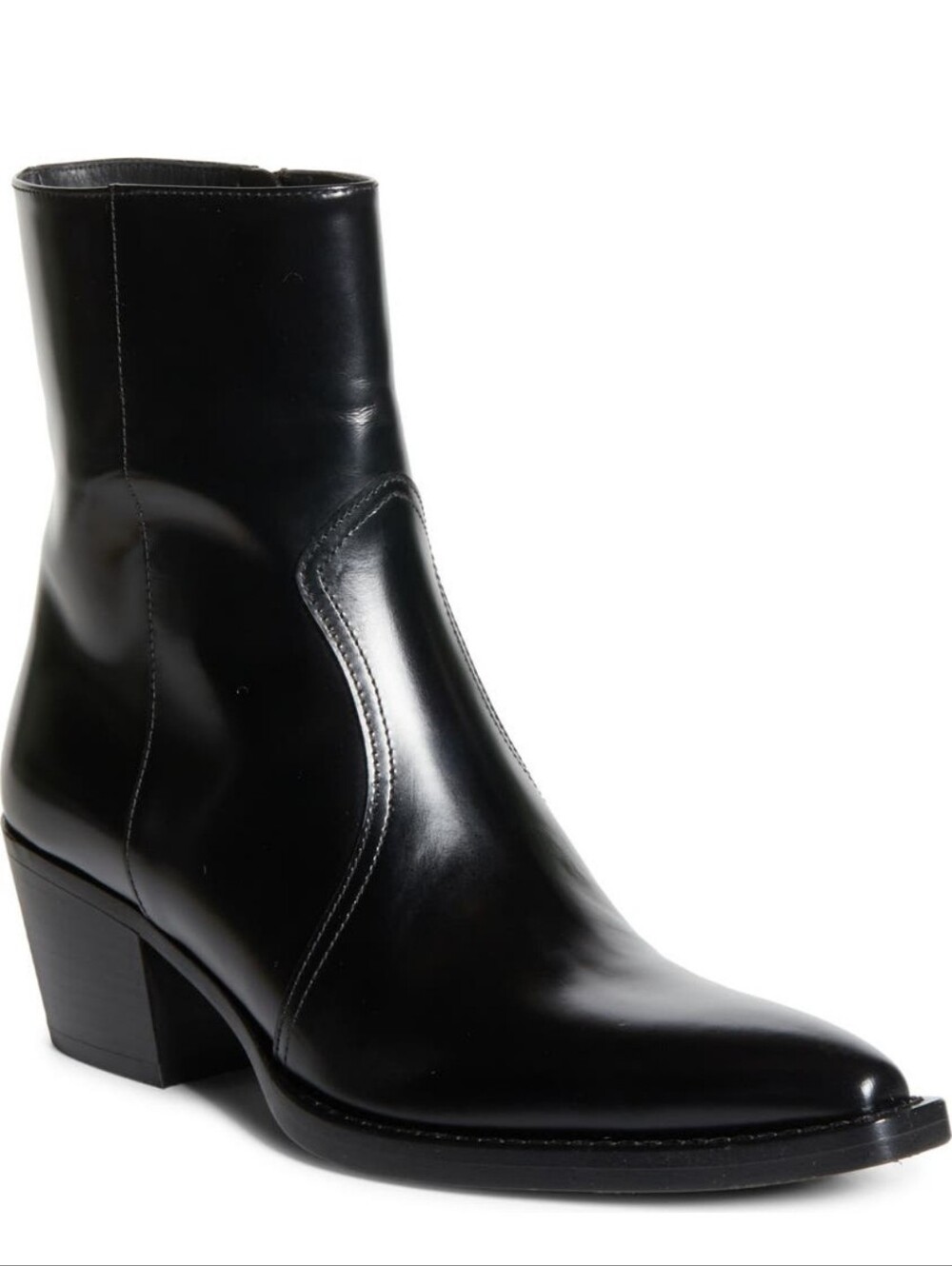 $1,790 PRADA Black Leather Hammer Western Logo Heel Ankle Boots EU 40 US 10 BNIB